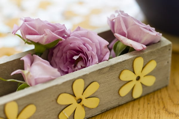 Roses in wooden box