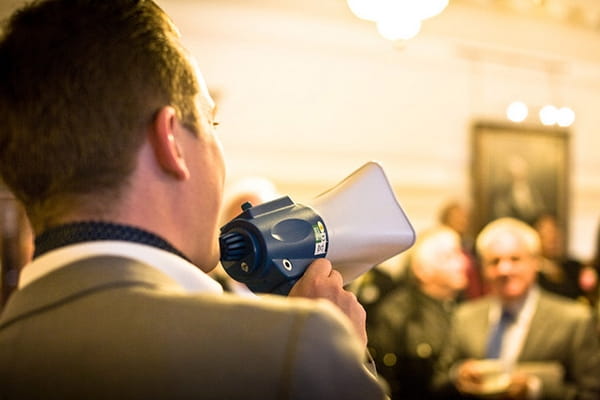 Man using megaphone