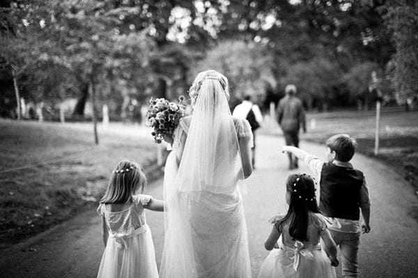 Bride with young children