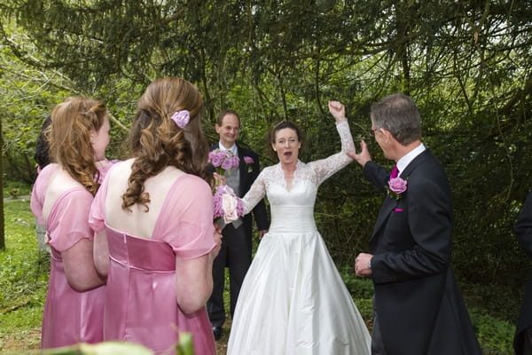 Bride puching the air