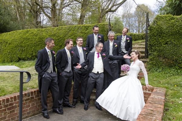 Bride and groom with groomsmen