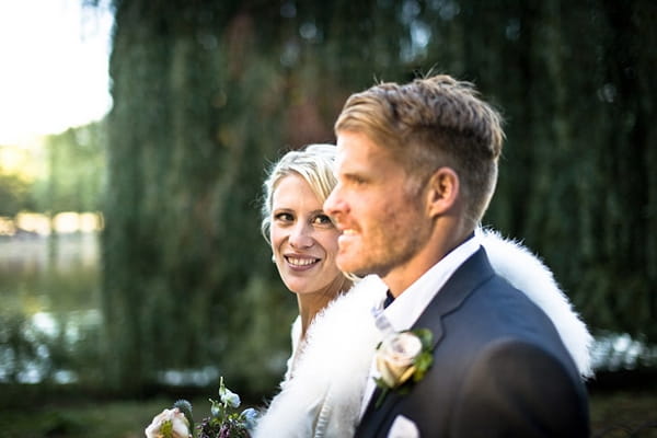 Bride looking at groom