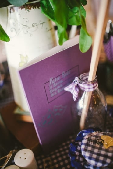 School book on wedding table