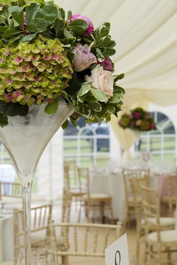 Large vase of wedding flowers