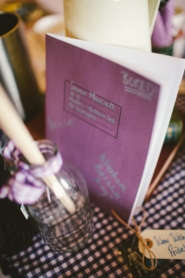 School book on wedding table