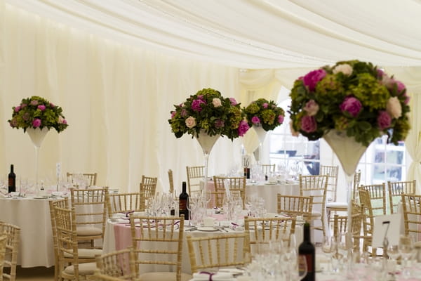 Wedding decorations inside marquee