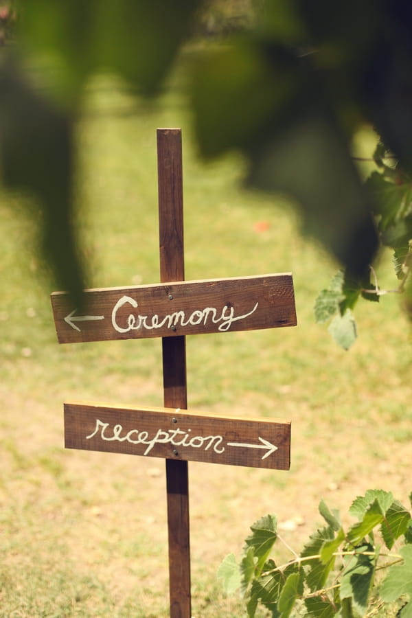 Ceremony and reception wedding sign