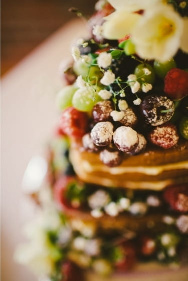 Fruit layered wedding cake