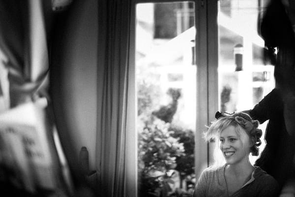 Bride having her hair done