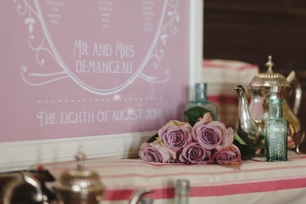 Flowers in front of table plan