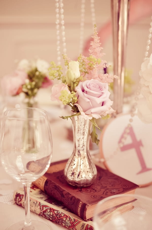 Flowers and wedding table number