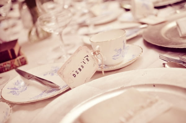 Vintage china on wedding table