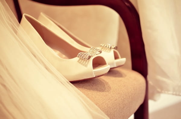 Wedding shoes on chair