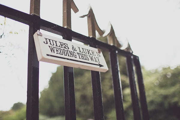 Wedding sign on gate