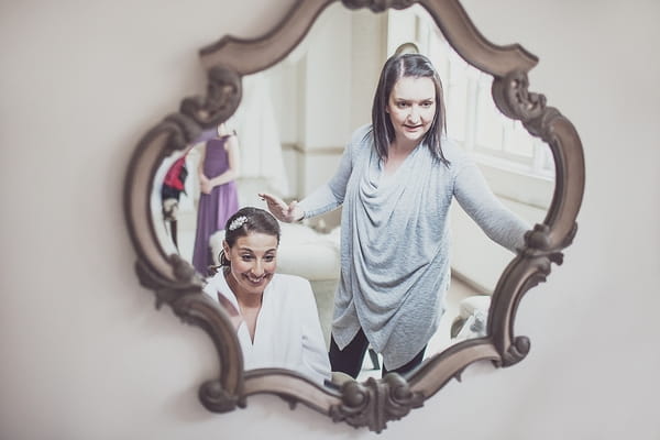 Bride having hair done