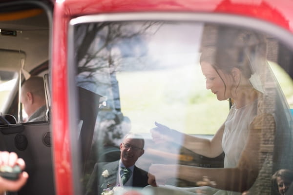 Bride in car