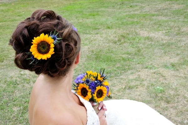 Bride with sunflower in hair