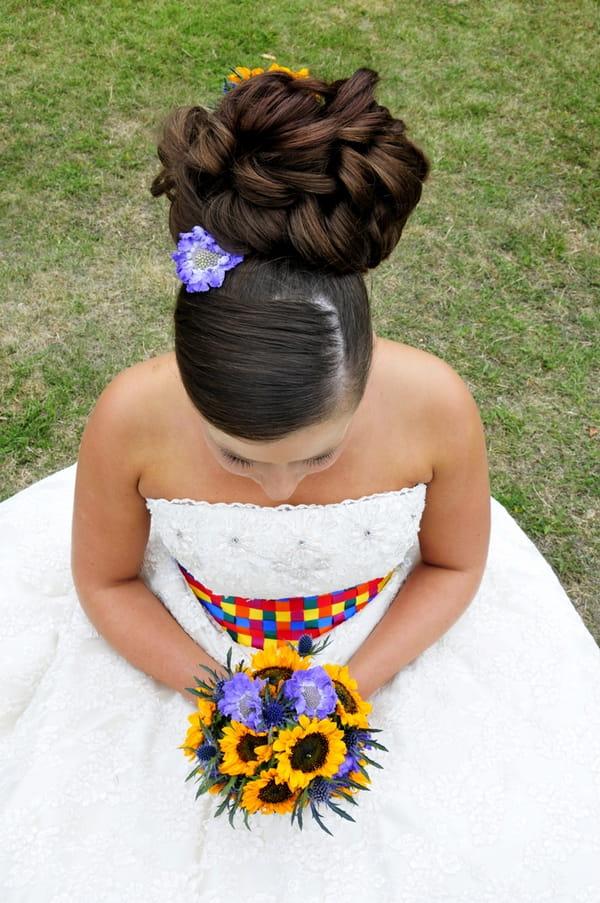 Bride looking down