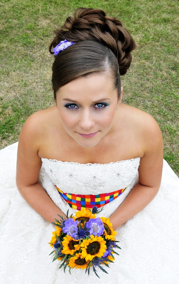 Bride looking up