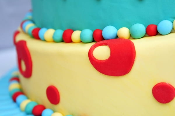 Detail on carnival style wedding cake