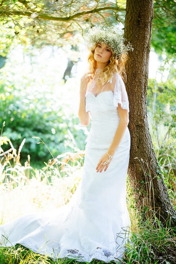 Boho bride in woods