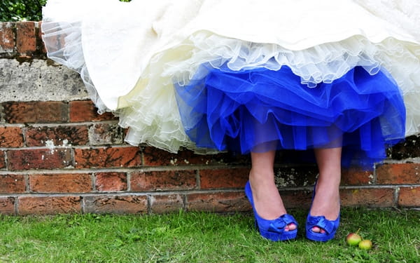 Wedding dress with blue lining