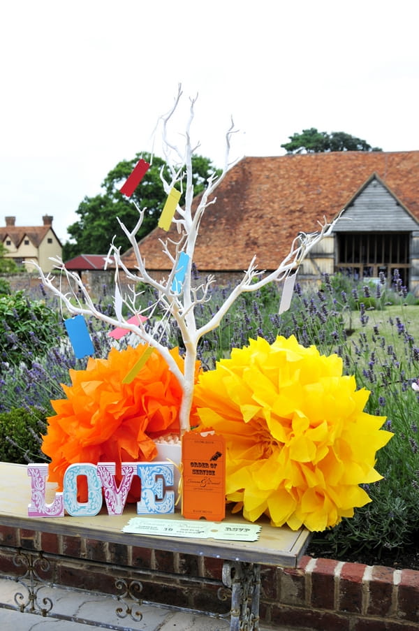 Tree with coloured wedding props