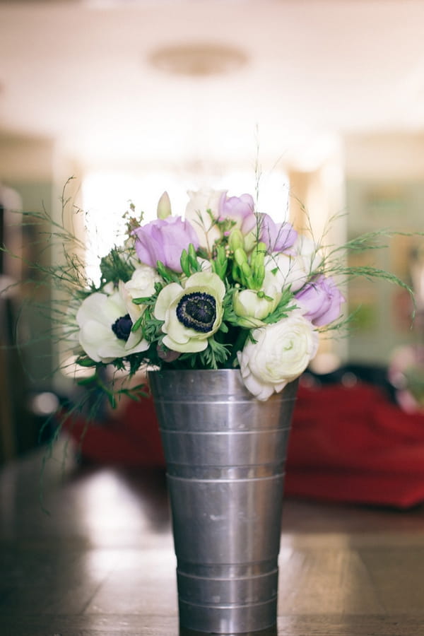 Flowers in metal vase