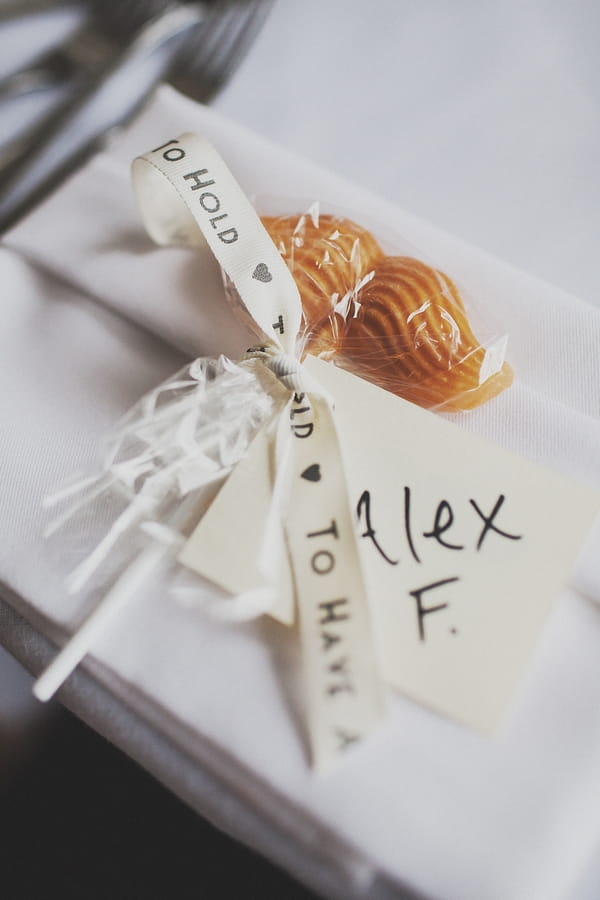 Moustache lollipop wedding favour