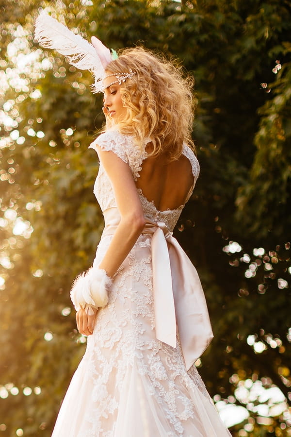 Boho bride with open-back dress