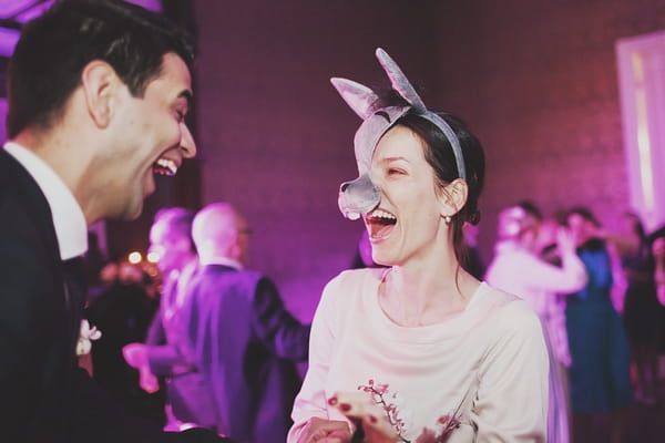 Bride with rabbit face mask