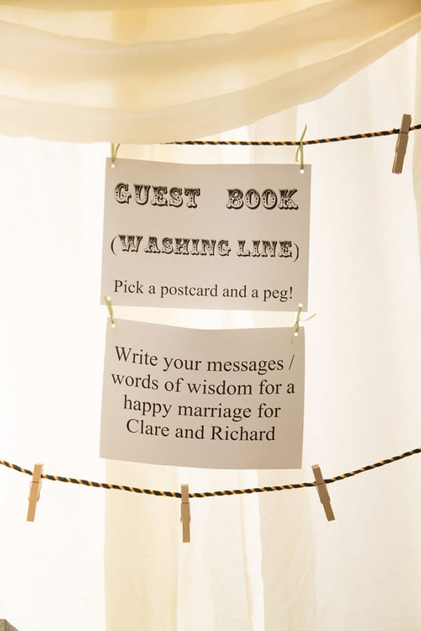 Guest book washing line sign