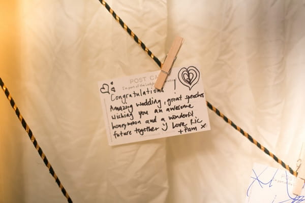 Guest book message on washing line