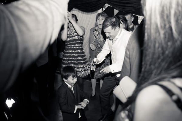 Wedding guests dancing