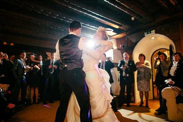 Bride and groom dancing