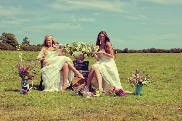 Vintage brides sitting down