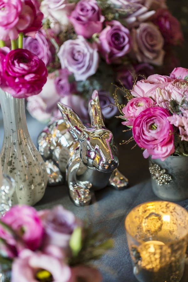 Silver rabbit table decoration