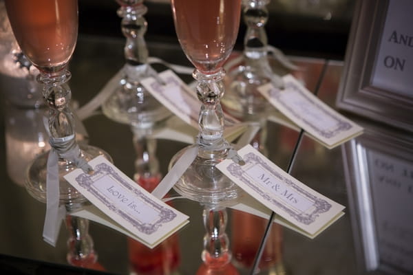 Tags on Champagne glasses