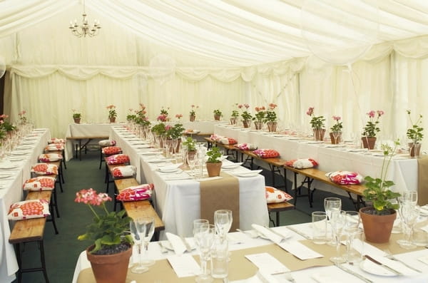 Wedding tables in marquee