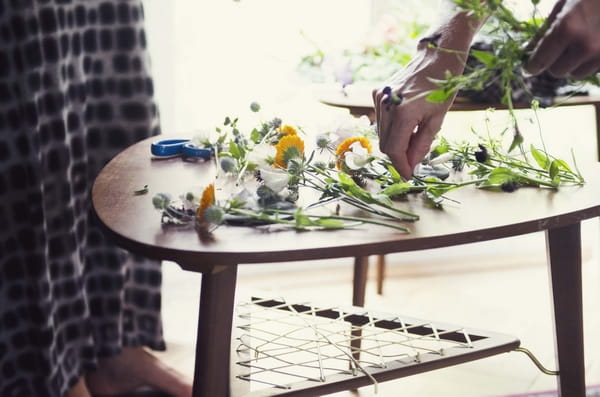 Picked flowers on table