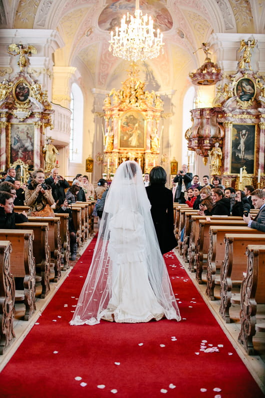 Bride walking down the aisle