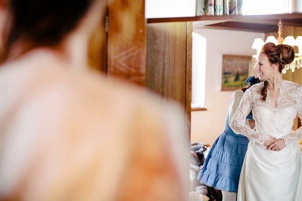 Bride's reflection in mirror