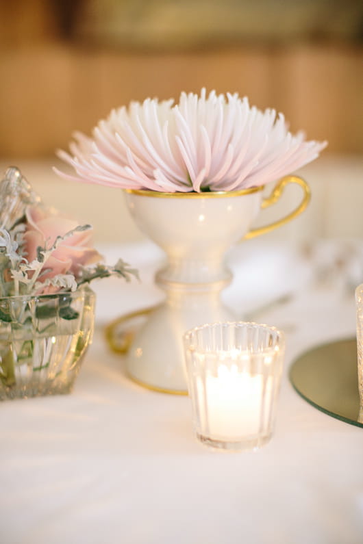 Flower and tealight on wedding table