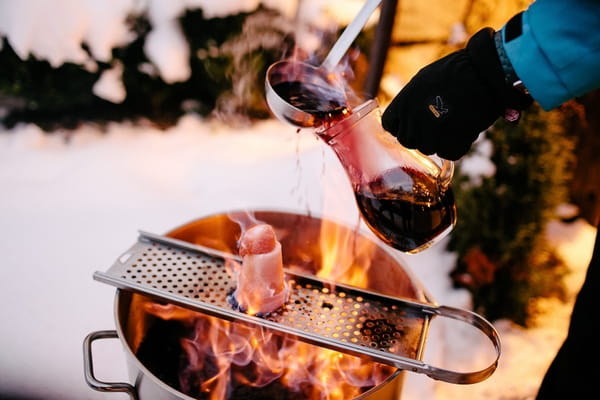 Mulled wine over open fire