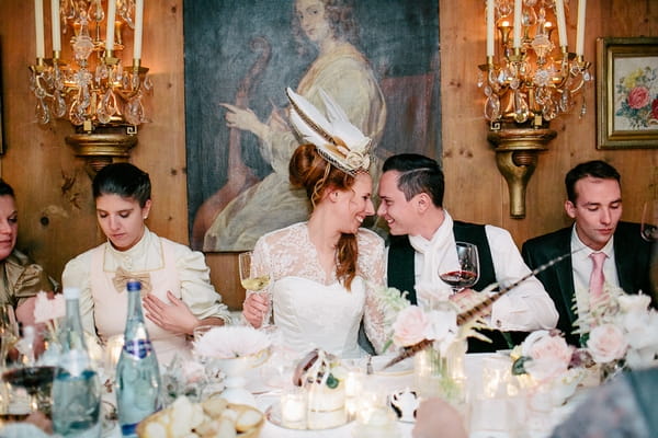 Bride and groom at wedding breakfast