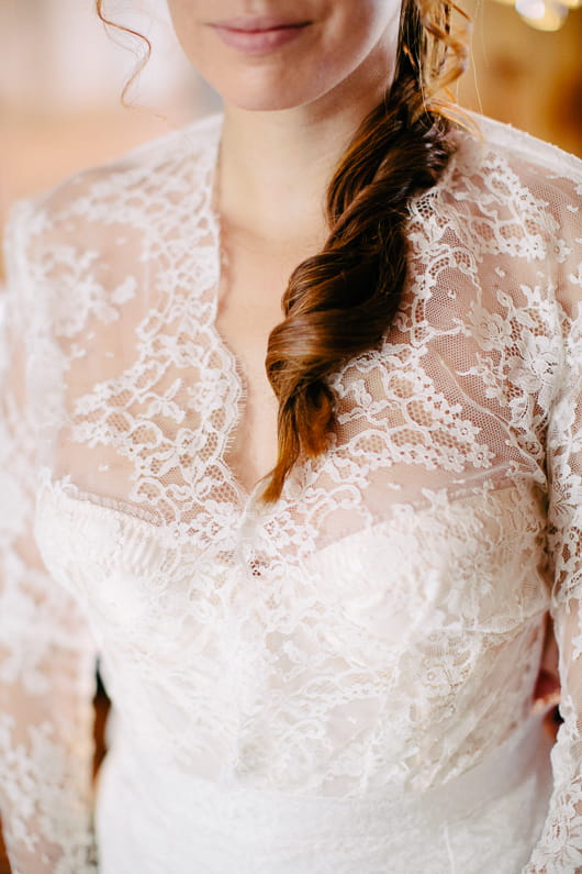 Lace detail on wedding dress