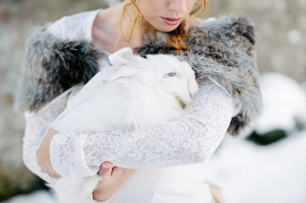 Bride holding rabbit