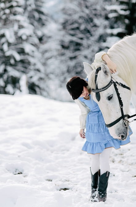 Bridesmaid with horse