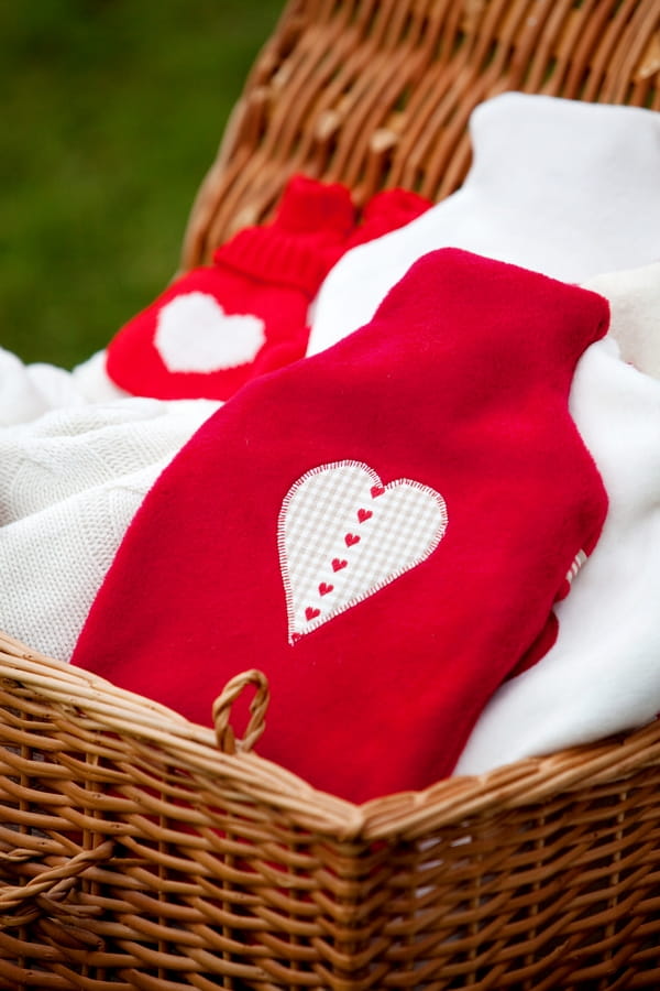 Red and white heart blankets