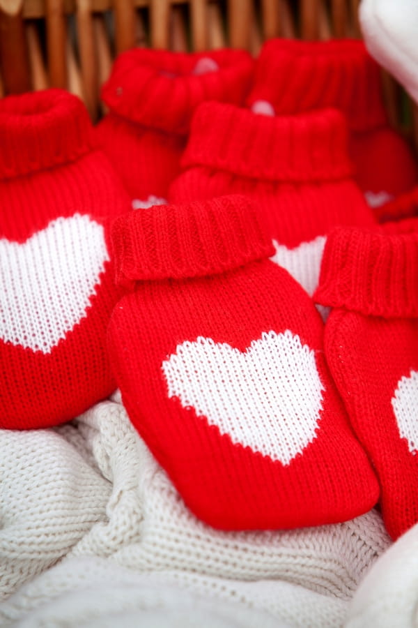 Red and white heart hot water bottles